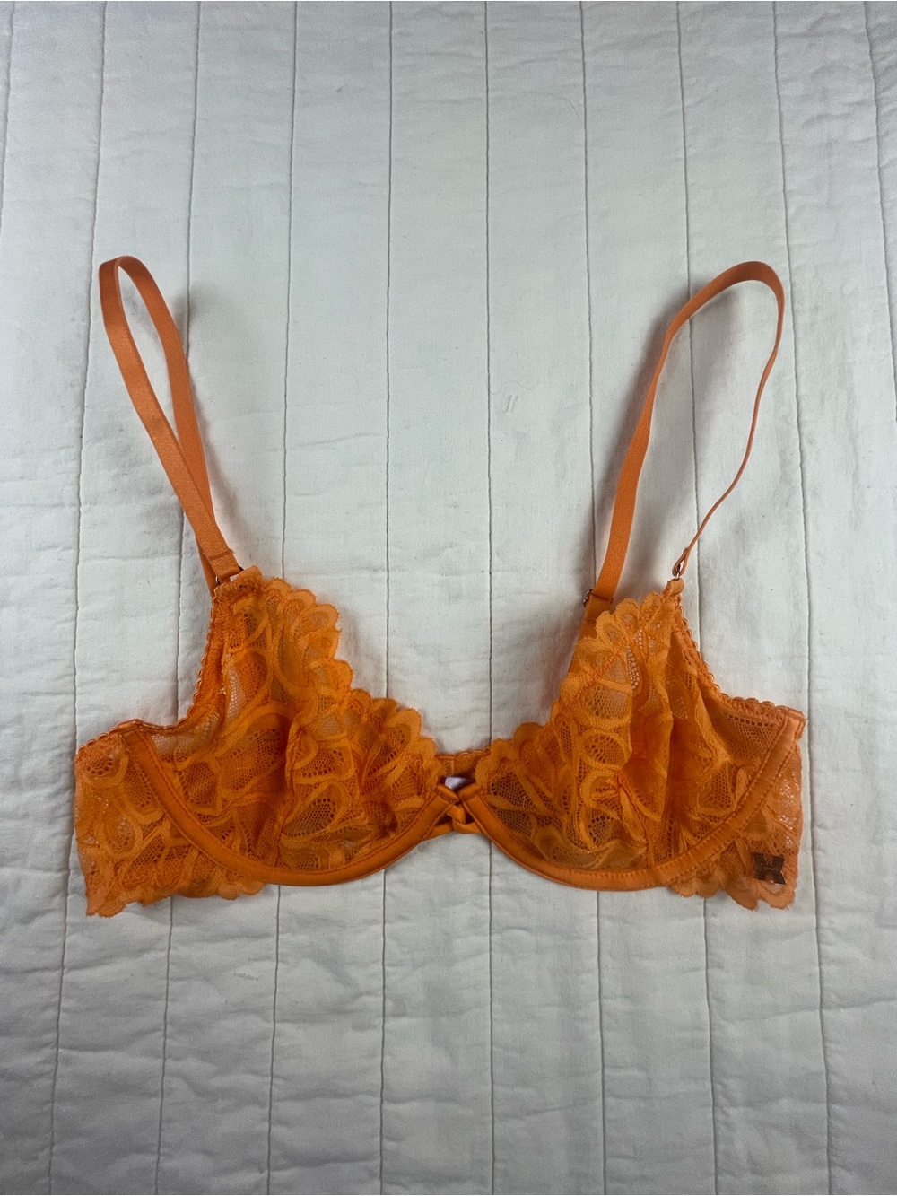 Savage X Fenty Orange Sheer Lace Underwire Bra 34B
